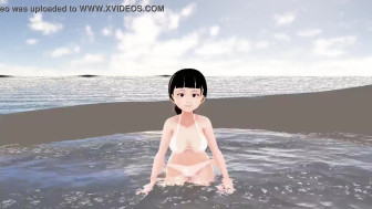 Honda Cocoa Anime whore gf broad introduce herself in white bikini.
