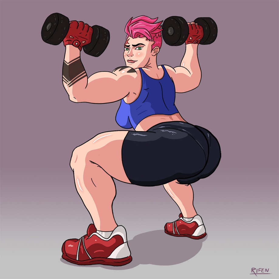 body building Zarya with sexy ass | Overwatch Hentai